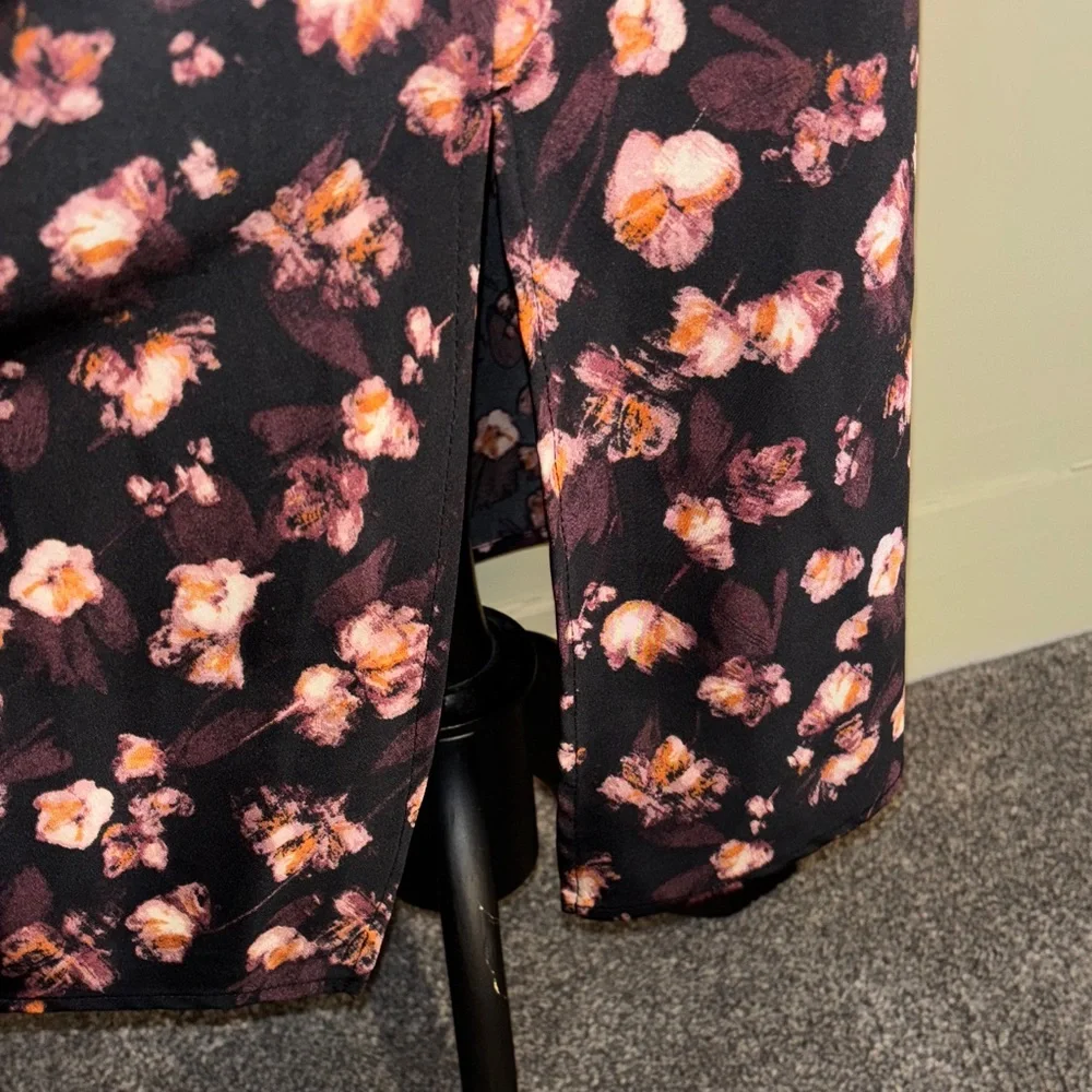 a new day Black and Pink Floral Midi Dress size small - Picture 10 of 10